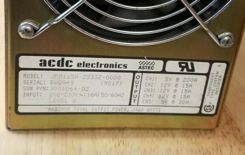 (N) ACDC ELECTRONICS Model: JFM165A-23332-0000 (D073)