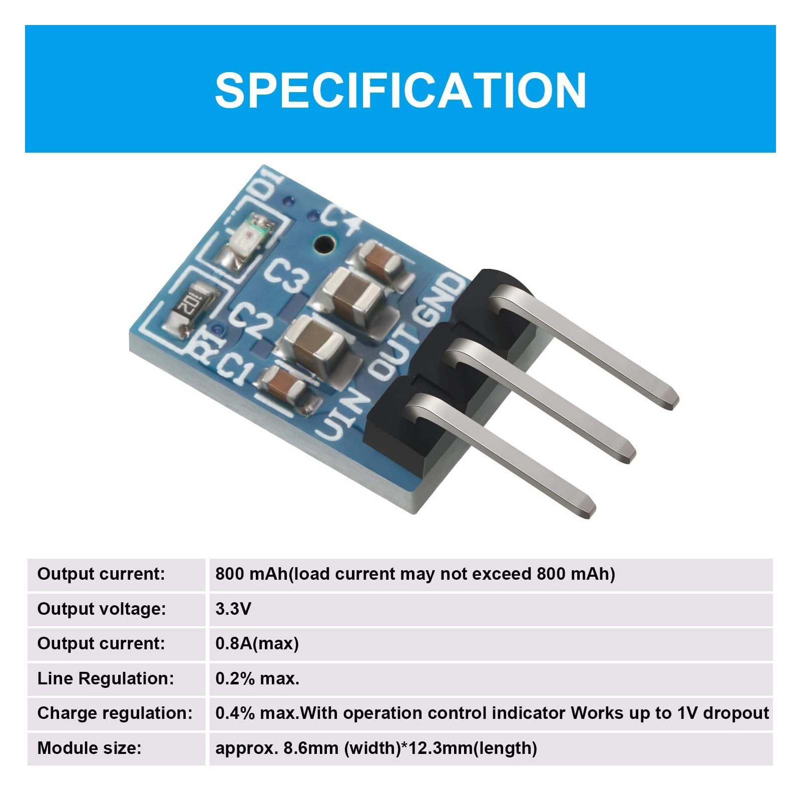 10 PCS AMS11173.3V DCDC Step Down Voltage Regulator Module 4.75V12V LDO