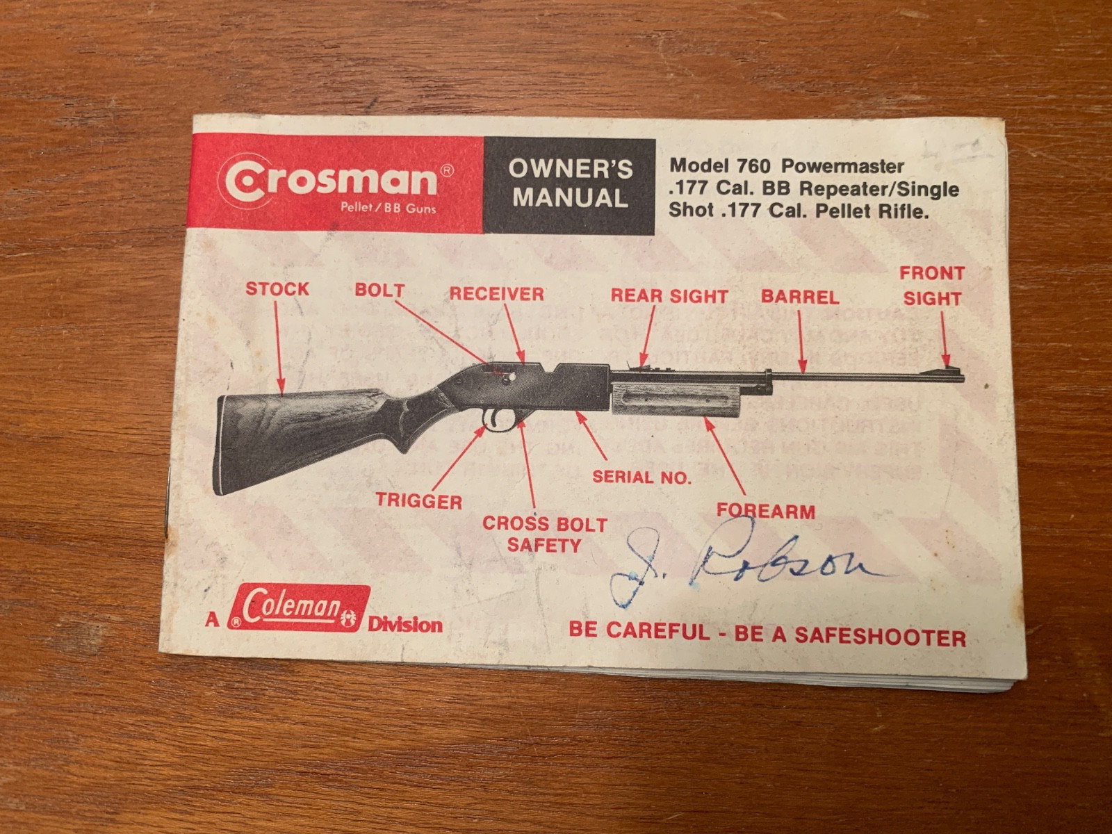 Crosman 760  -  Owners Manual - Variant 5 - Brass Bolt - 1977-1980