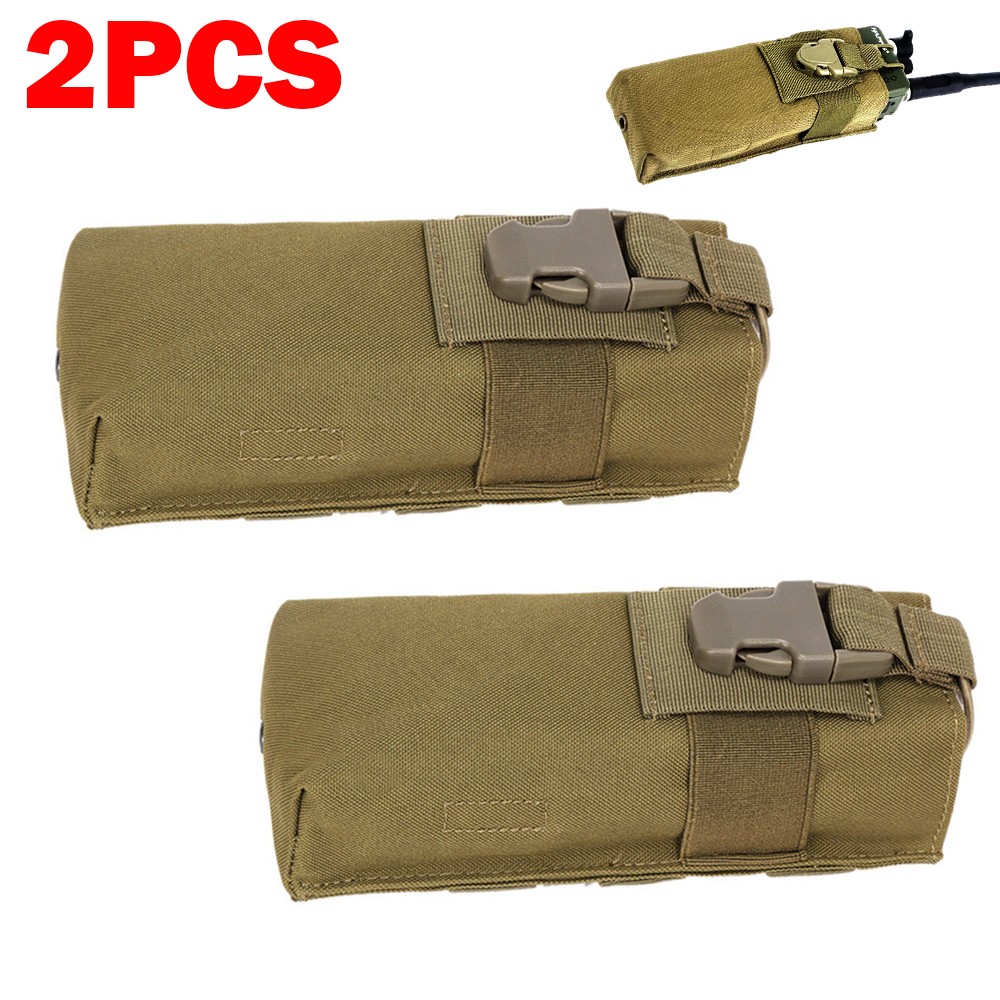 2PCS Tactical Molle Radio Walkie Talkie Pouch Waist Bag Holder Water Bottle Bag