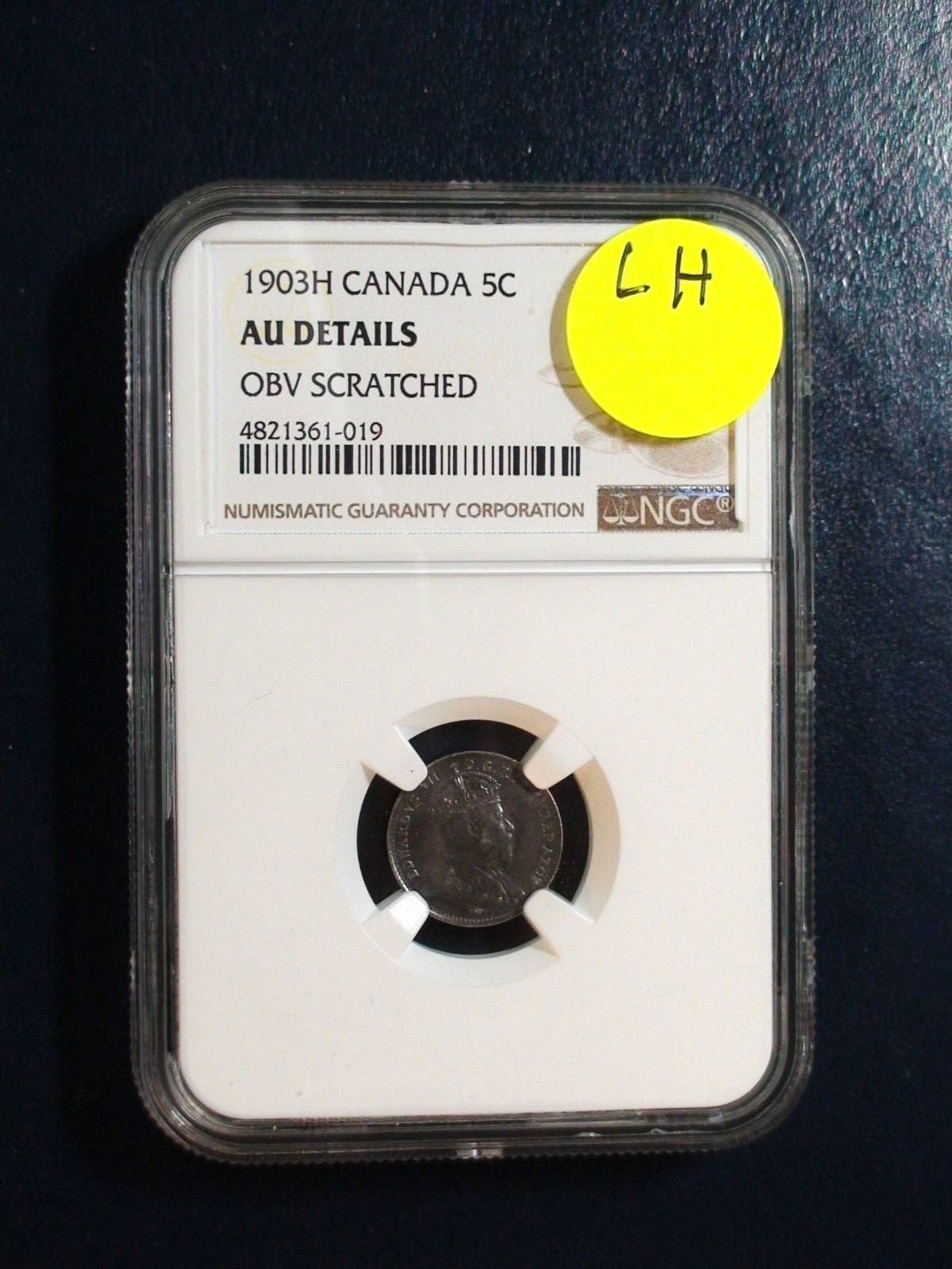 1903H Canada Five Cents NGC AU LARGE H BETTER DATE SILVER 5C Coin BUY IT NOW!