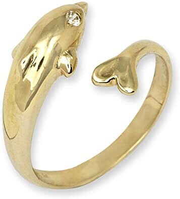 Solid 10K Yellow or White Gold Adjustable Nautical Dolphin Toe Ring -Nautical