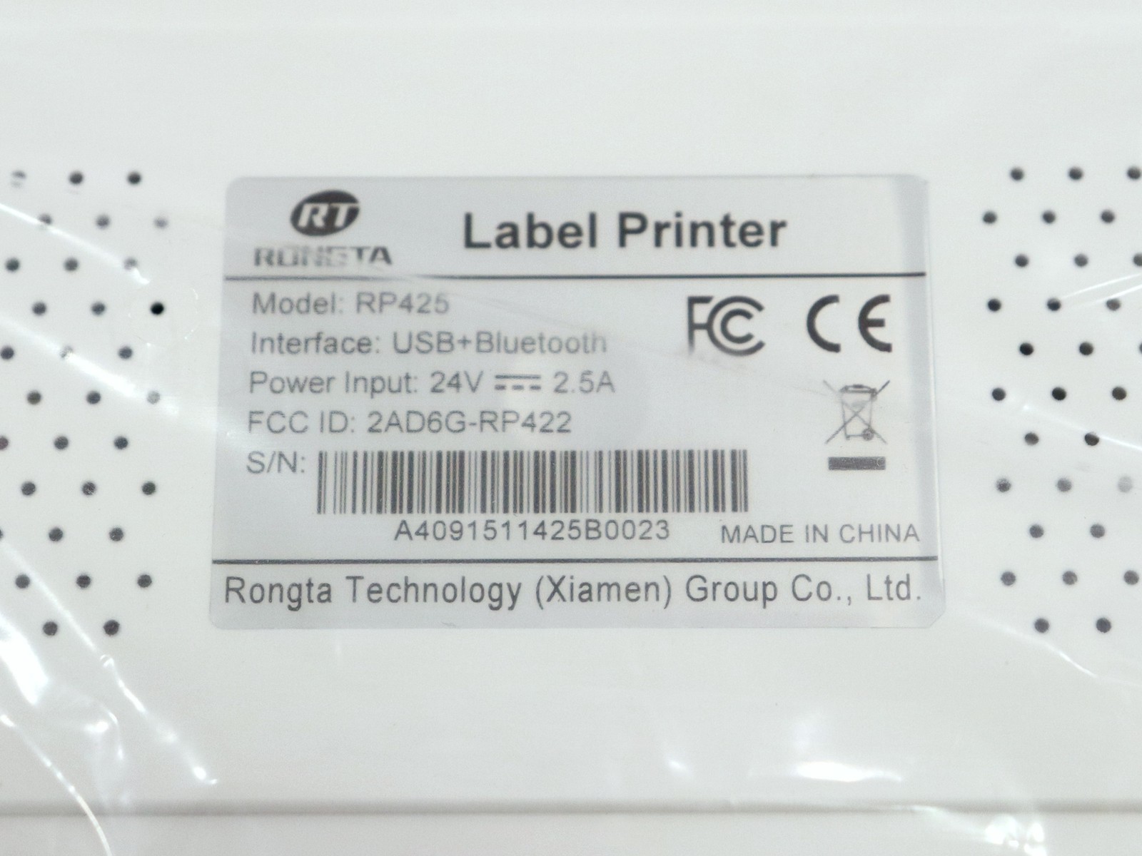 Rongta RP425 4x6 Bluetooth Pick Thermal Label Printer