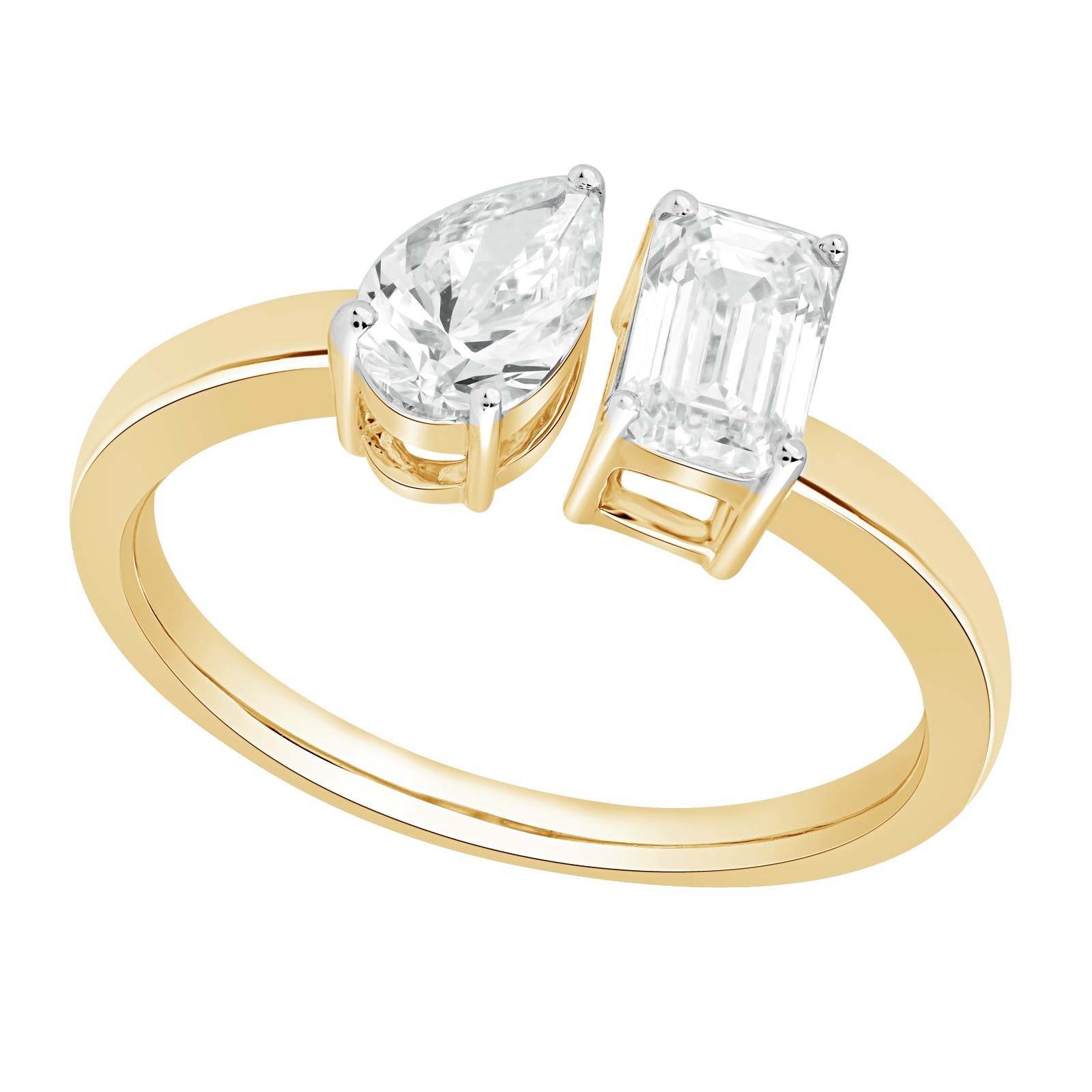 Women's Two Stone Lab Grown Diamond Engagement Ring 1 CT 925 Sterling Silver