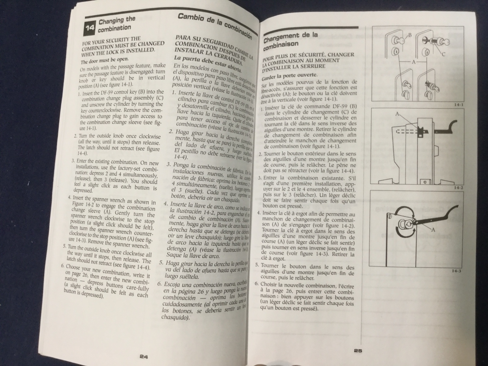 Kaba Simplex 1000 Series Pushbutton Lock Instruction Book