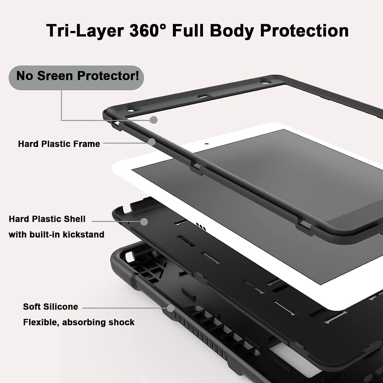 Case For iPad 9th Generation Heavy Duty Shockproof Rugged Cover+Screen Protector