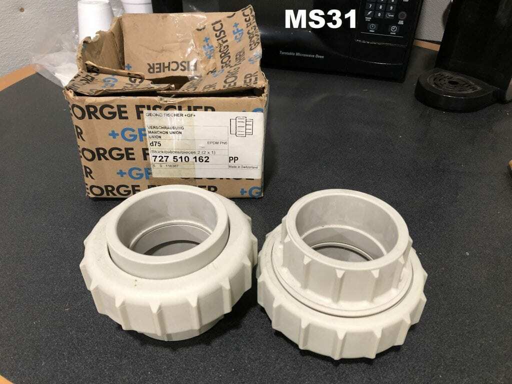 George Fischer GF 727-510-162 2" Polypropylene True-Union Valve Fittings -NIB...