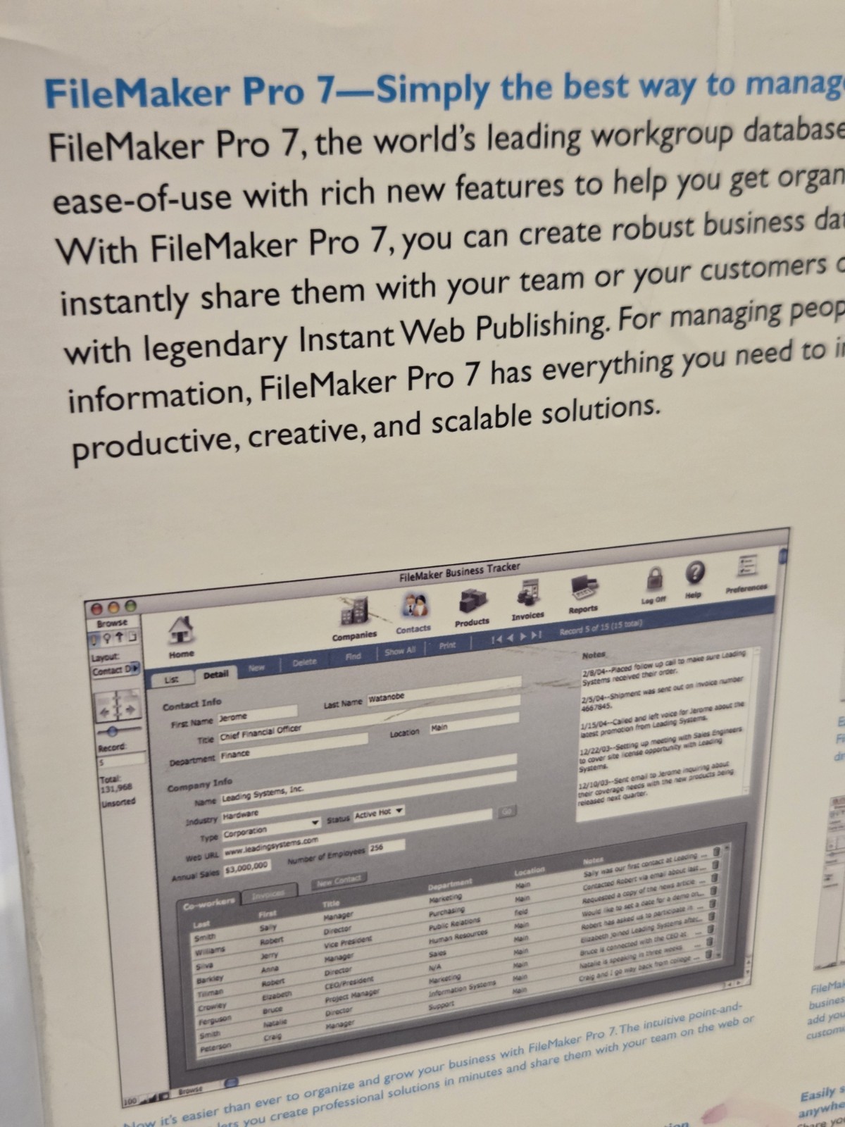 FileMaker Pro 7 Software for Mac Complete Box Manuals & License Keys