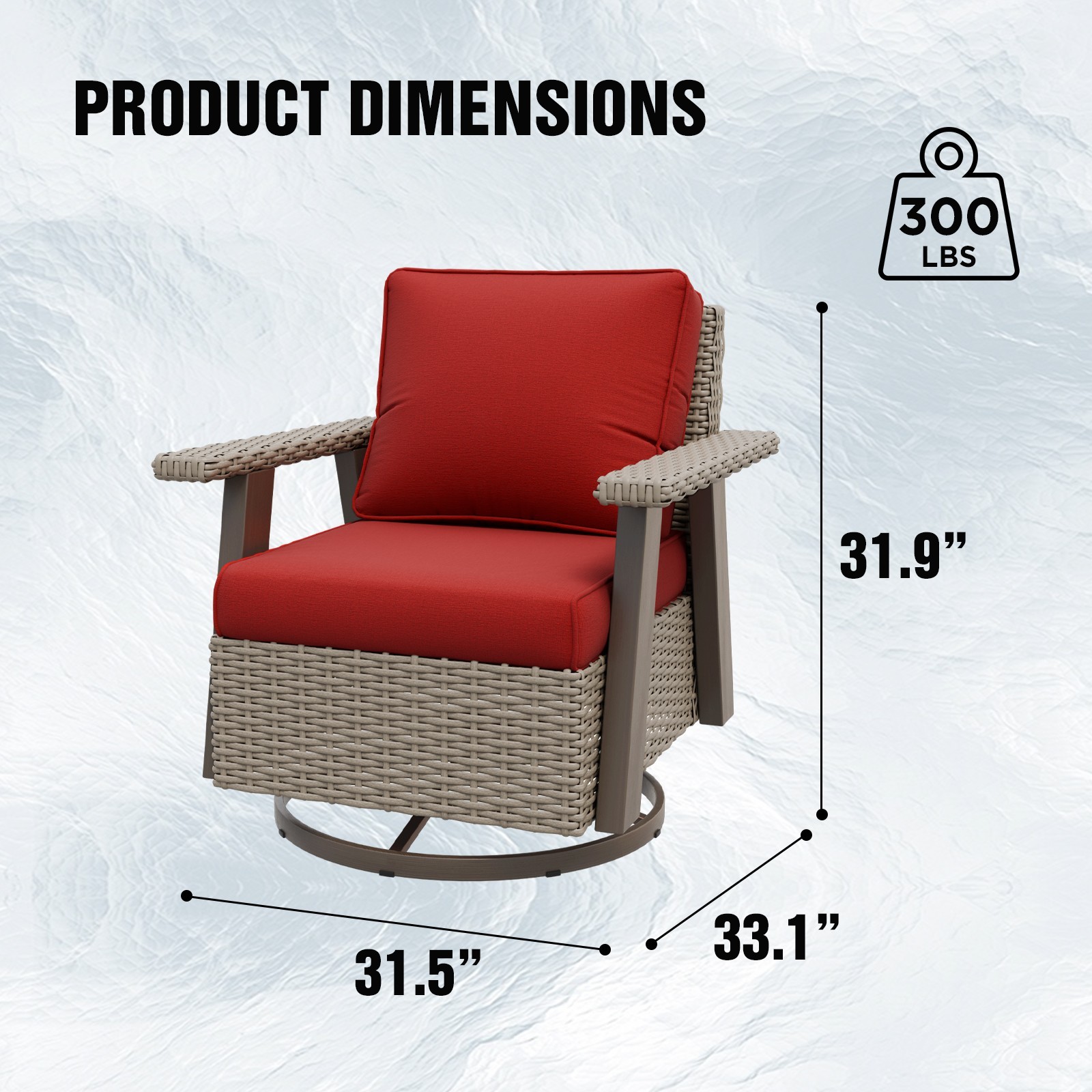 EAGLE PEAK 2PCS Classic Wicker Swivel Glider Chair Outdoor Patio Lounge Chair