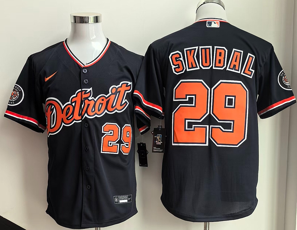 New Men's Tigers Tarik Skubal #29 Black Alternate Uniform Stitched Jersey