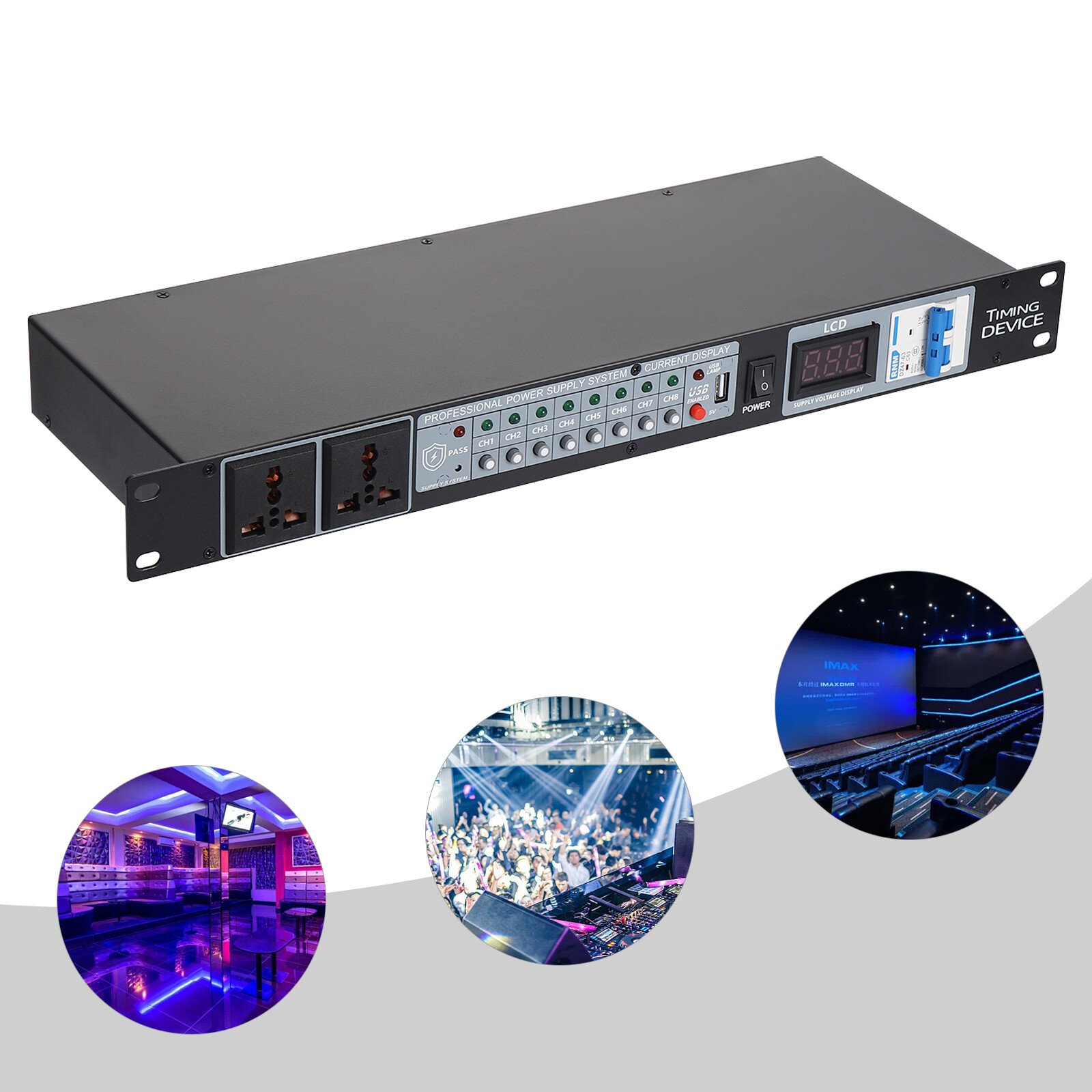 Professional Audio Power Conditioner Digital Voltmeter USB Surge Protector 2000W