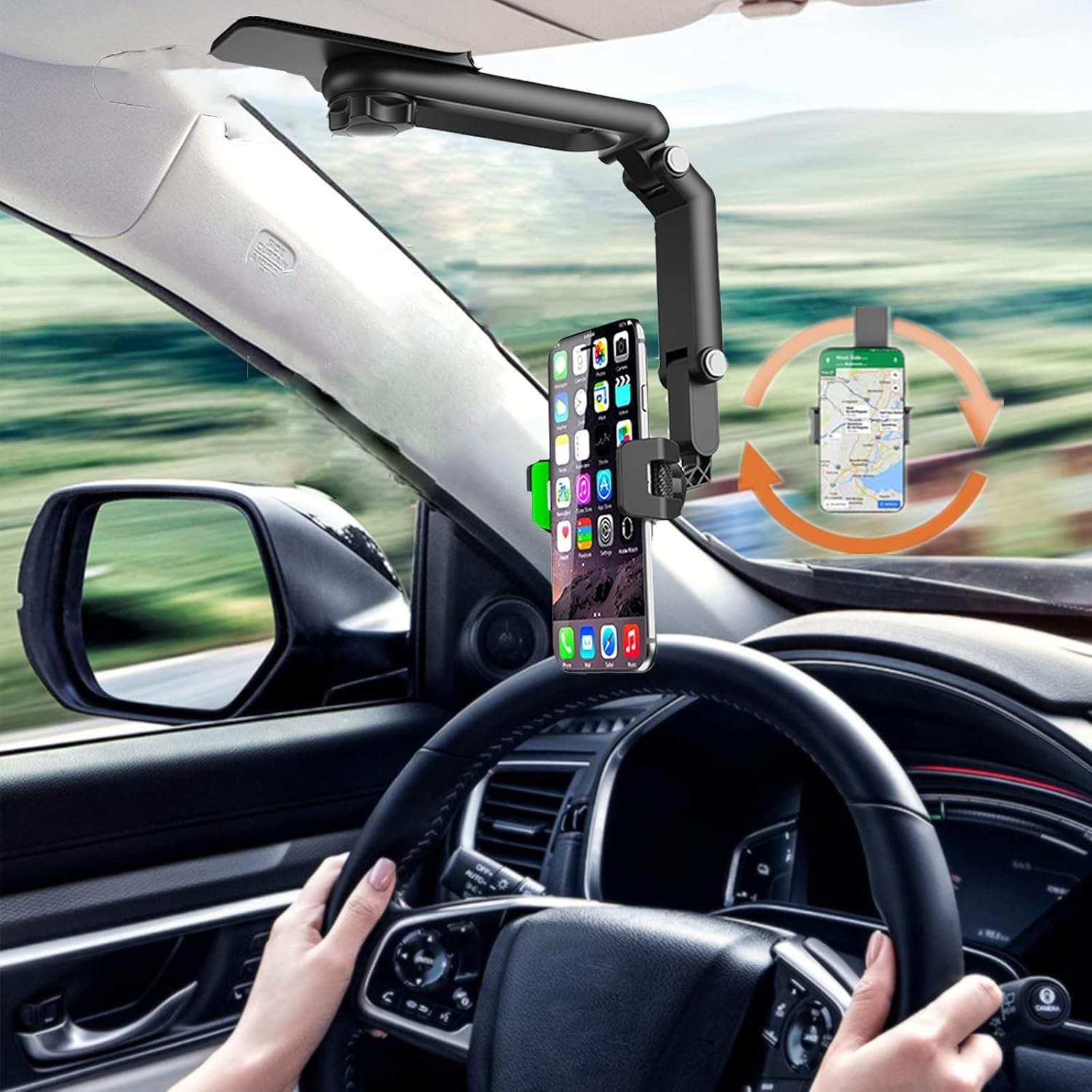 Phone Holder 360° Rotatable Adjustable Sun Visor Car Mount Clip For Most Phones