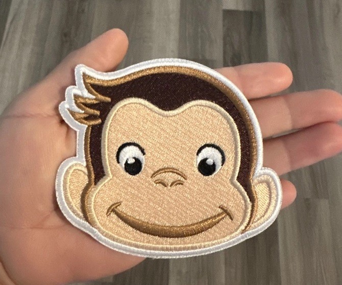 Curious George Embroidered Iron on / Sew On Patch, Applique 3.5' H by 4"