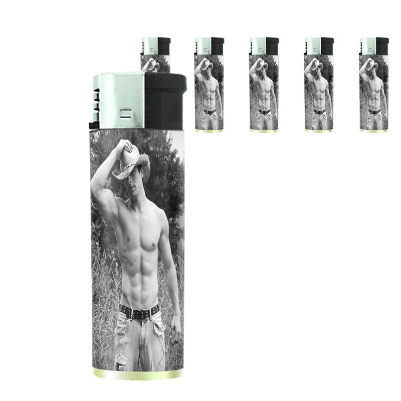 Hot Male Cowboys D3 Lighters Set of 5 Electronic Refillable Butane