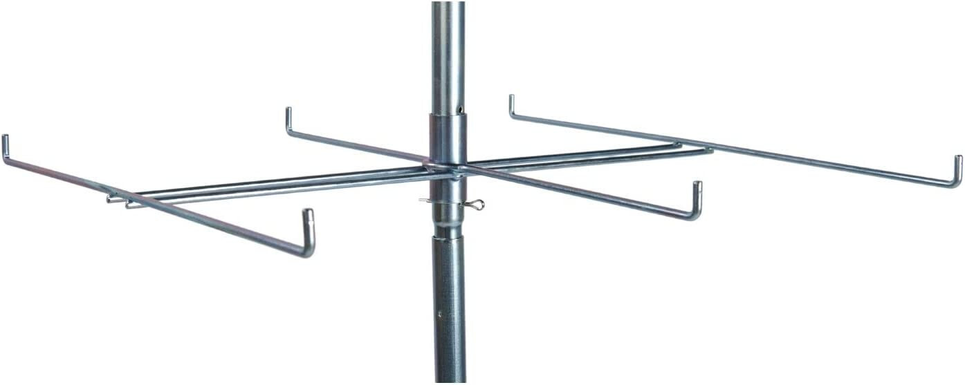 Wire Spinner Rack 4 Tier 24 Peg Rotating Chrome Floor Stand Capacity 50 lb 63 ½"