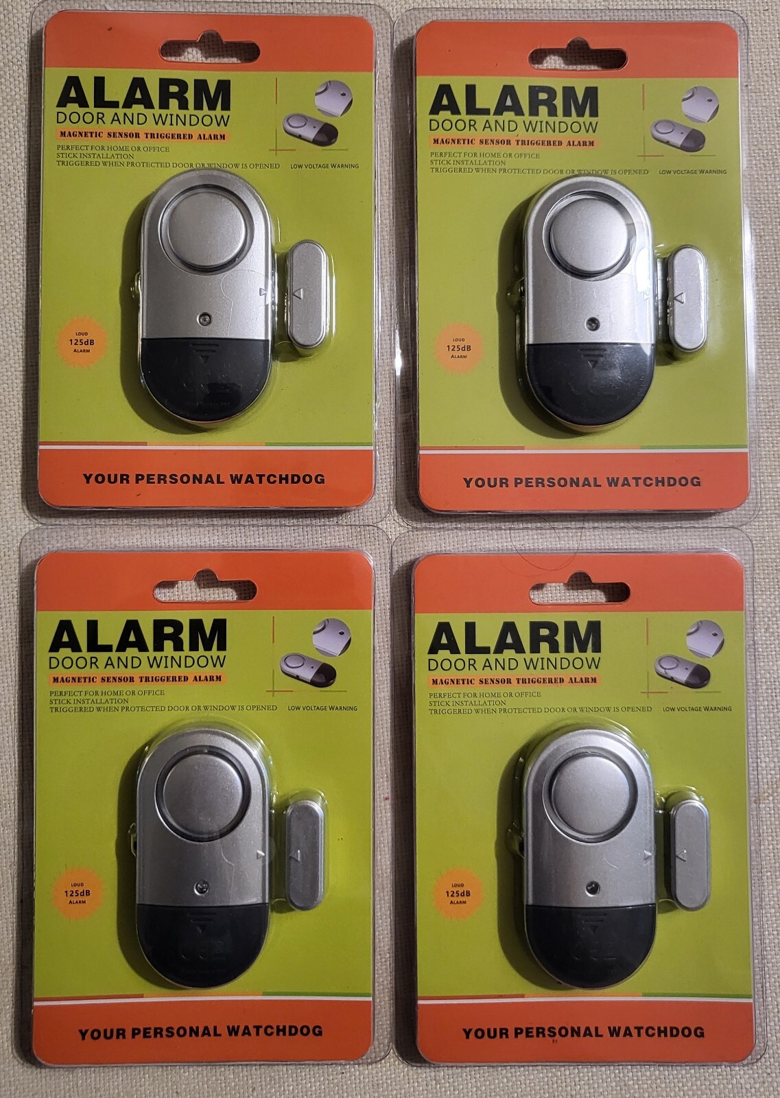 Alarm Door And Window Magnetic Sensor Triggered 125dB Alarm x 4