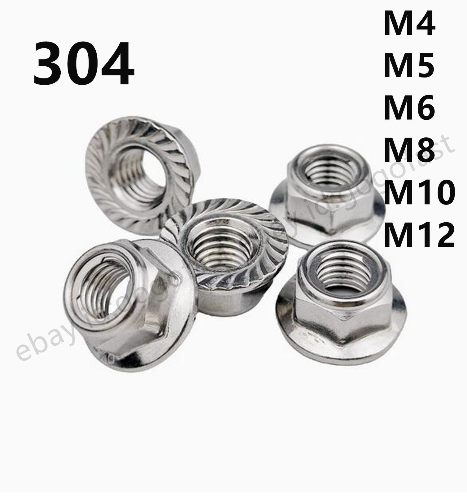 M4-M12 SS304 Prevailing Torque Type All Metal Insert Hex Hexagon Flange Lock Nut
