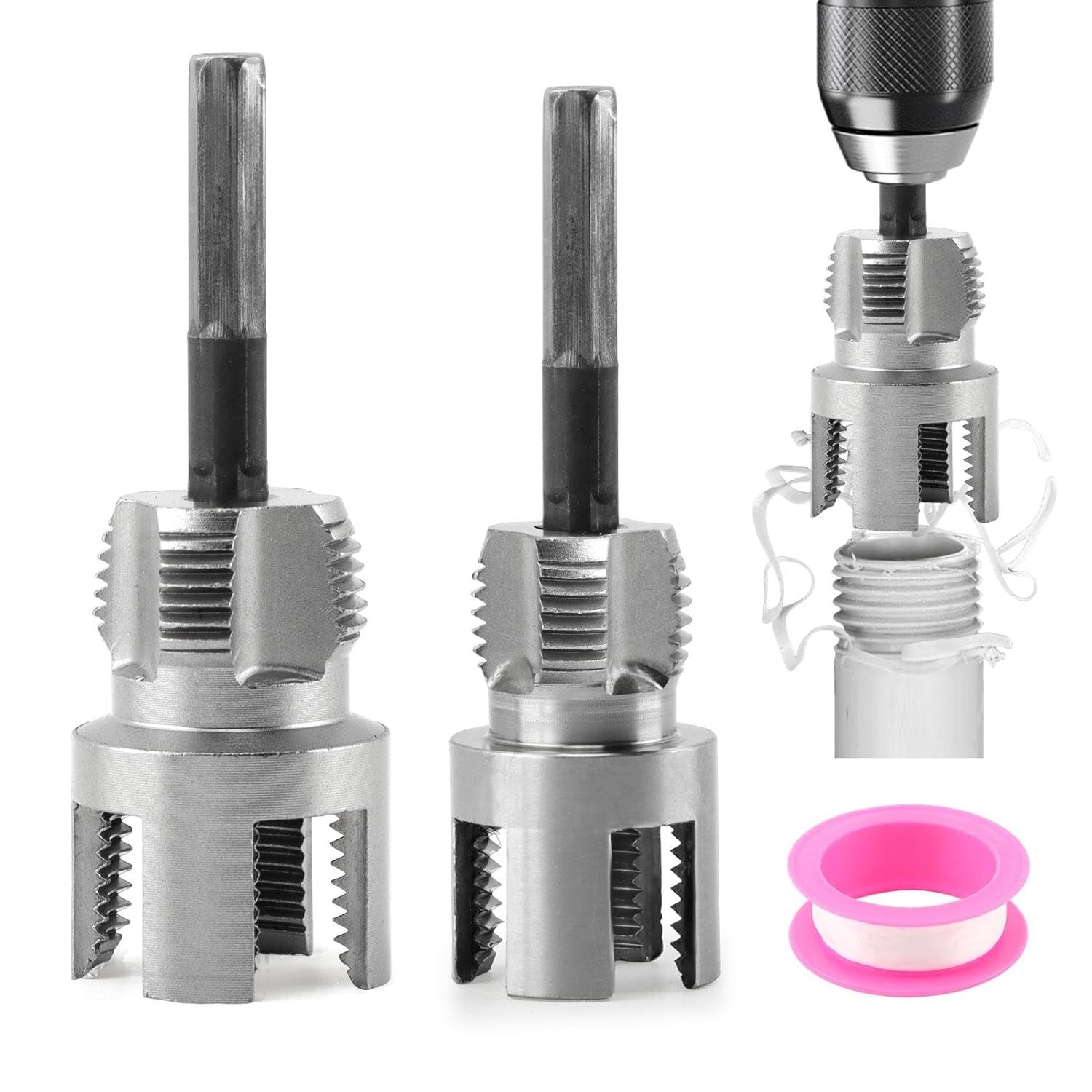 Integrated Internal & External Pipe Threading Tool Steel PVC Pipe Threader Kit~