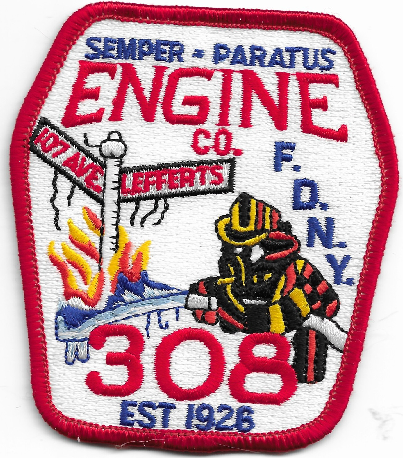 New York City - FDNY Engine-308 "Semper Paratus", NY (3" x 3.5" size) fire patch