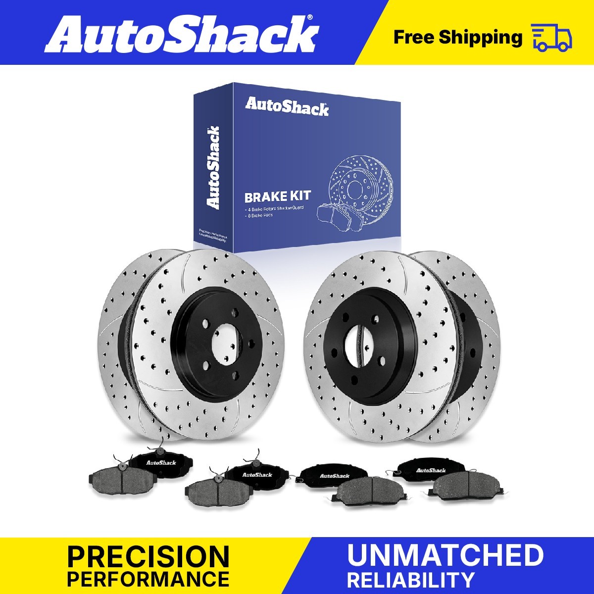 Front Rear Drilled Slotted Brake Rotors Ceramic Pads for 2005-2010 Ford Mustang