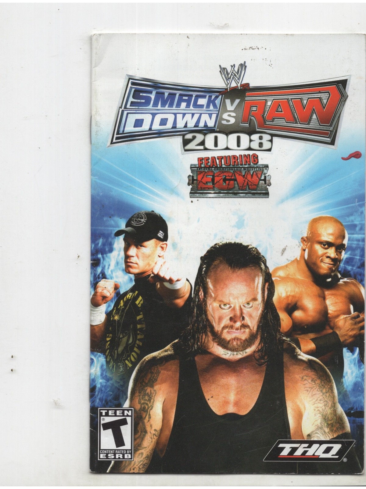 Smackdown VS Raw 2008 Xbox 360 Manual Only Authentic Insert