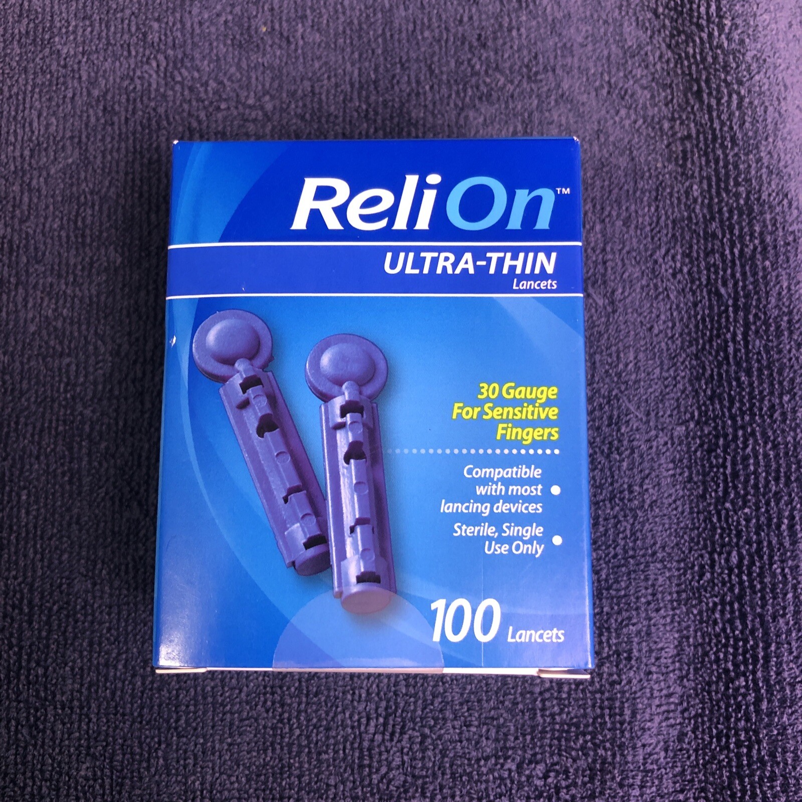 30 Gauge Ultra Thin Lancets For Sensitive Fingers 100 Ct ReliOn New Exp 5/2027