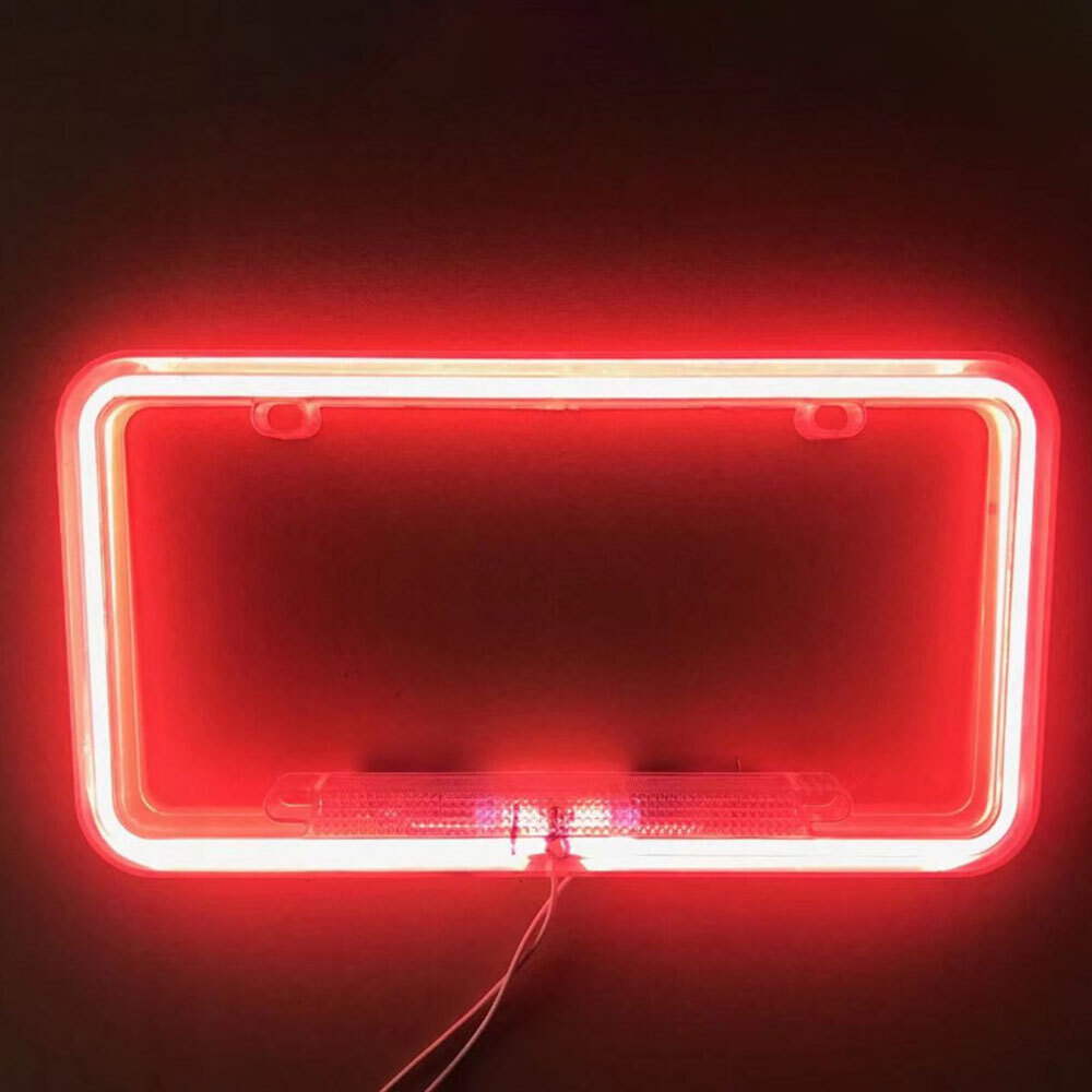 Neon License Frame 12V LED Light Front Rear License Frame Holder Universal Car