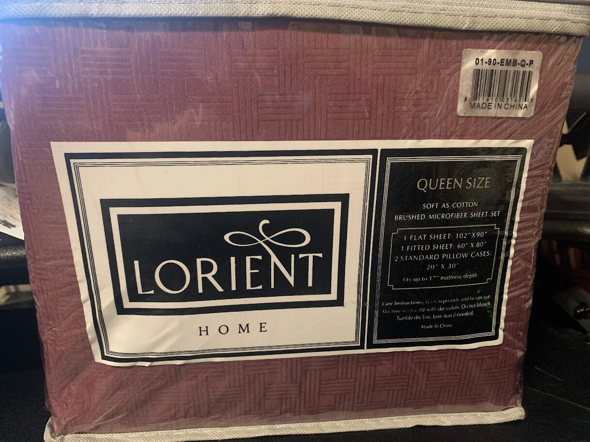LORIENT HOME QUEEN SHEETS 01-90-EMB-Q-P/BRAND NEW