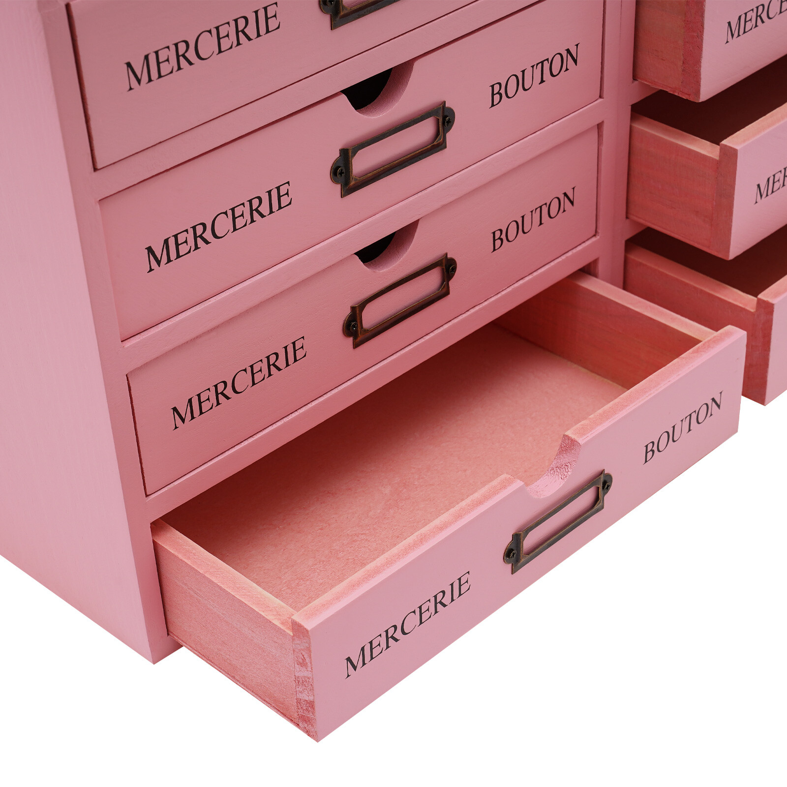 4 Pieces File Storage Box Desktop 16 Drawers Pink Wooden Storage Box