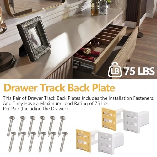 4 Pack Drawer Slide Track Brackets Rear Mount Plastic(2 Pairs) face Frame