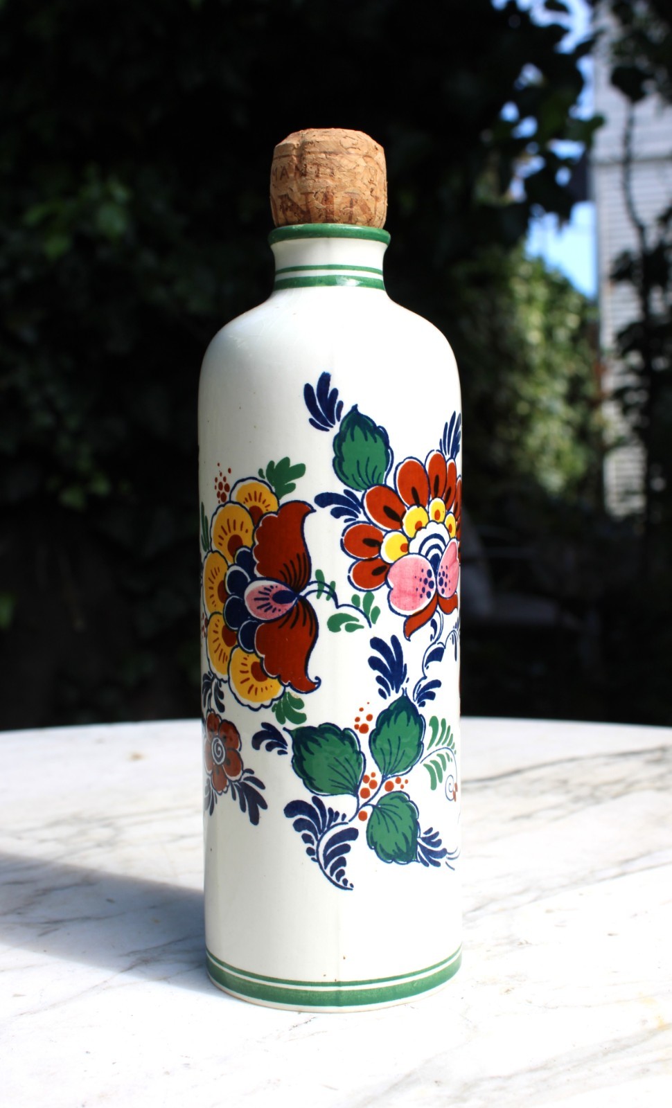BOLS DELFT HOLLAND Empty Liquor Polychrome Floral Bottle Vintage