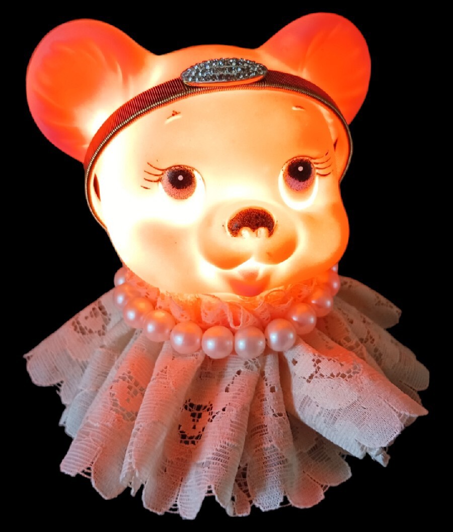 OOAK Rubber Mouse Doll Face Nightlight  Anthropomorphic Happy
