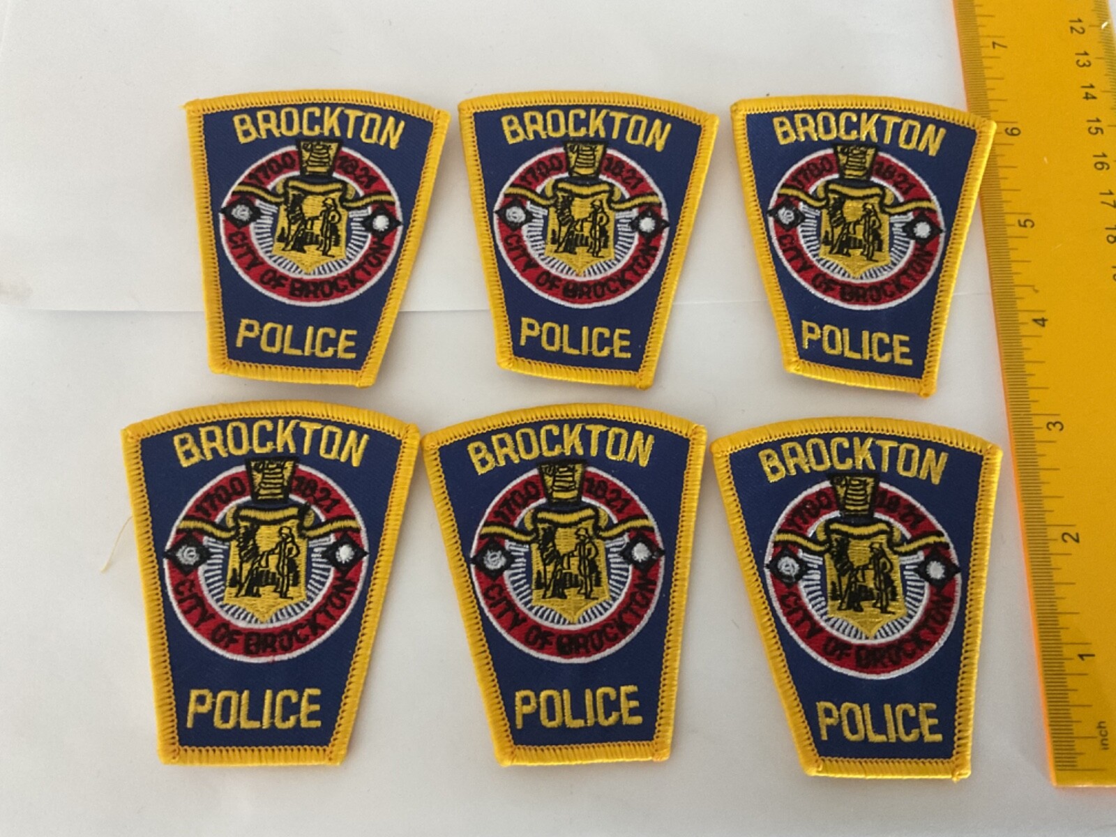 Brockton Police collectors hat patch set  Massachusetts 6 pieces hat  size