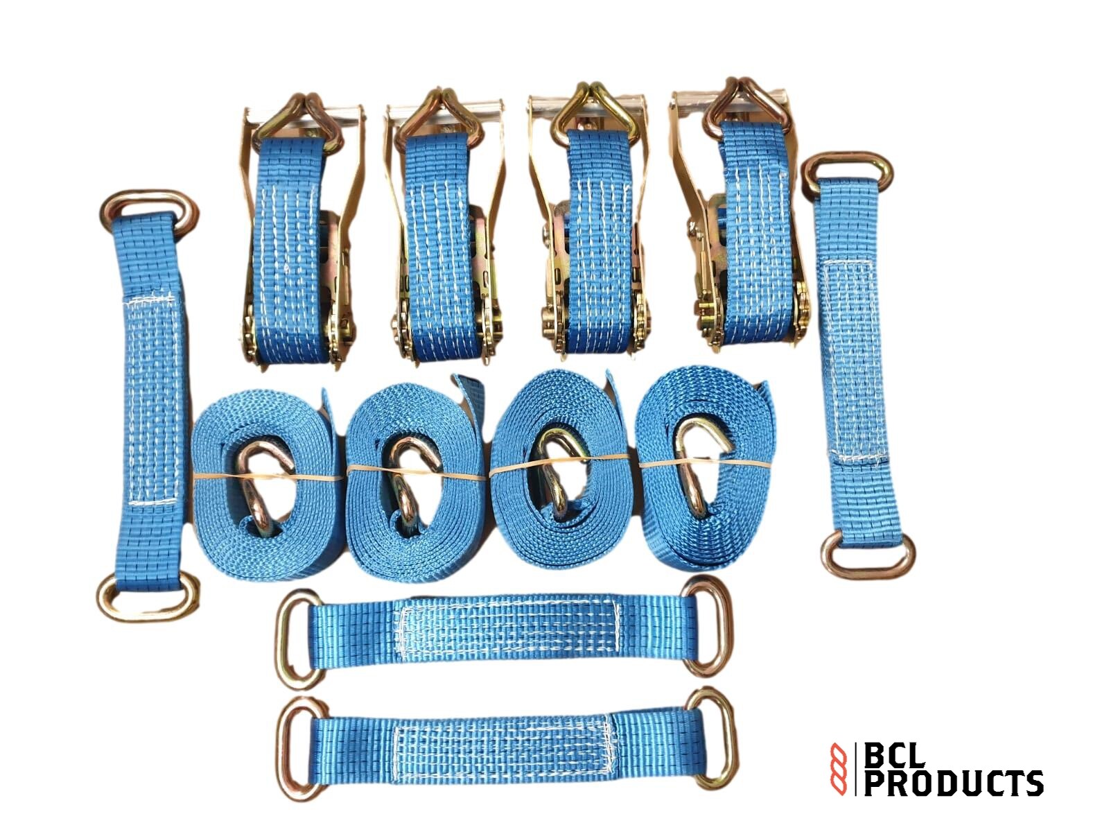 4 x Recovery Wheel Strap Set - 5 Tonne Ratchet Strap c/w Wheel Straps With Links