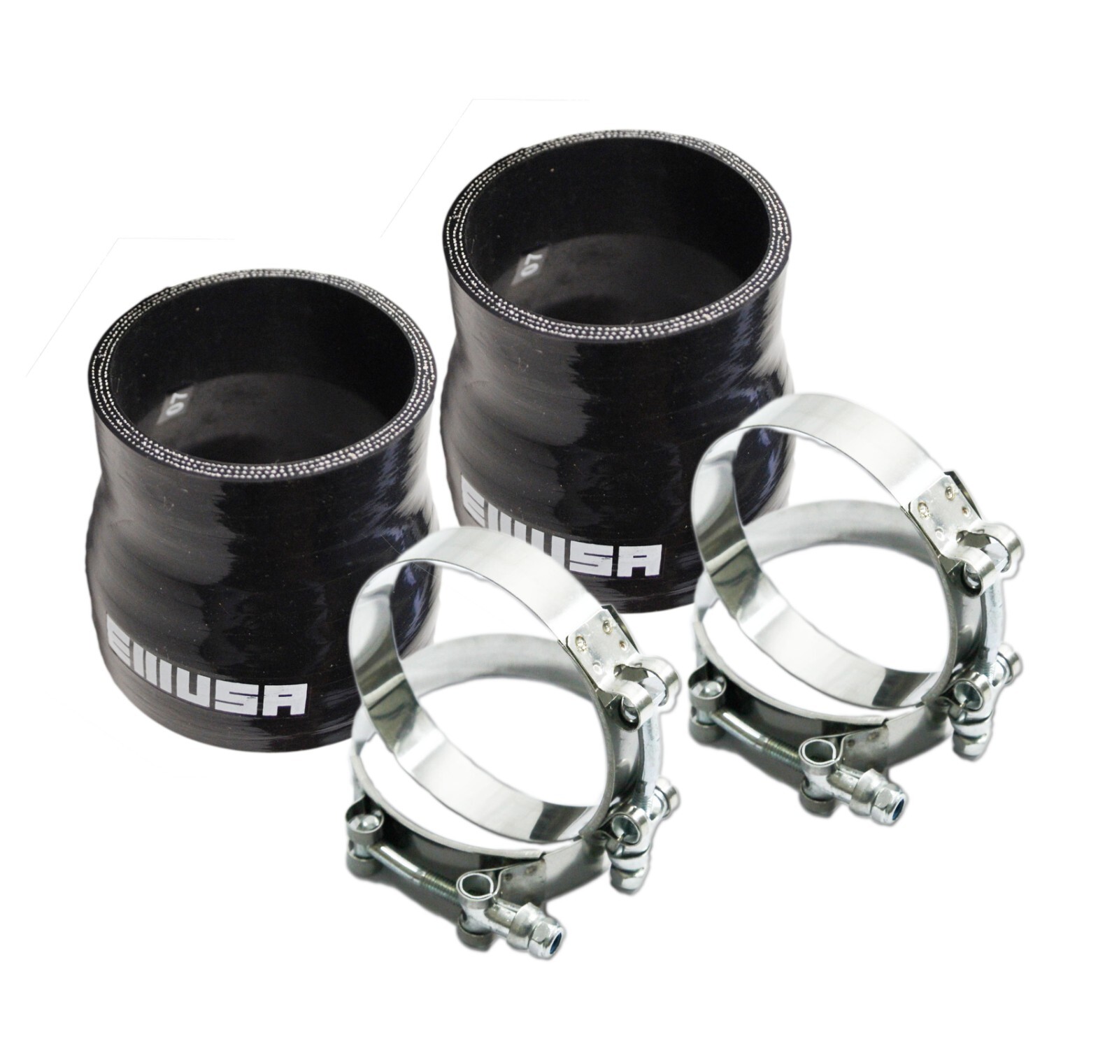 Universal BLACK 4PLY 2xStraight 2.75"-2"ID Silicone+ 4xSS T-clamp COMBO SALE