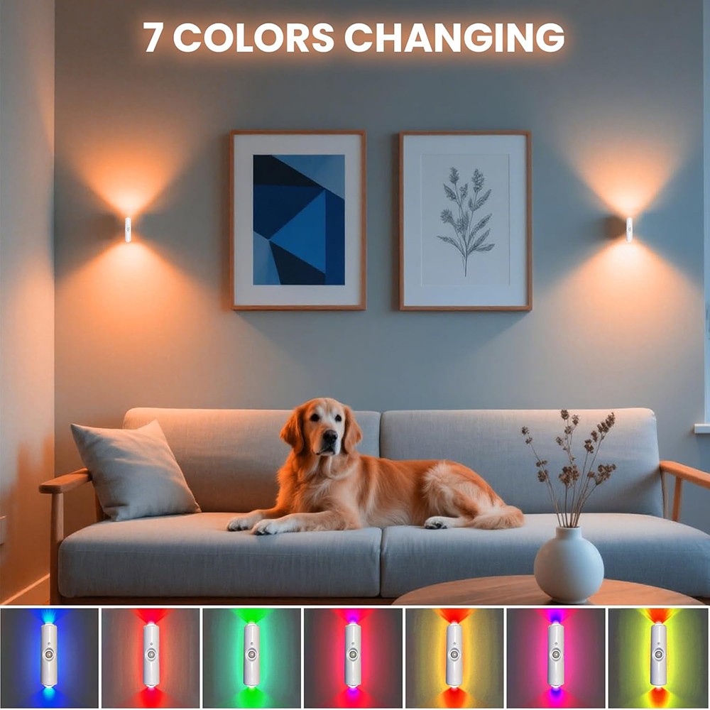 4-Pack Motion Sensor LED Night Light, Rechargeable Magnetic Wall Lamp, 7 Colors