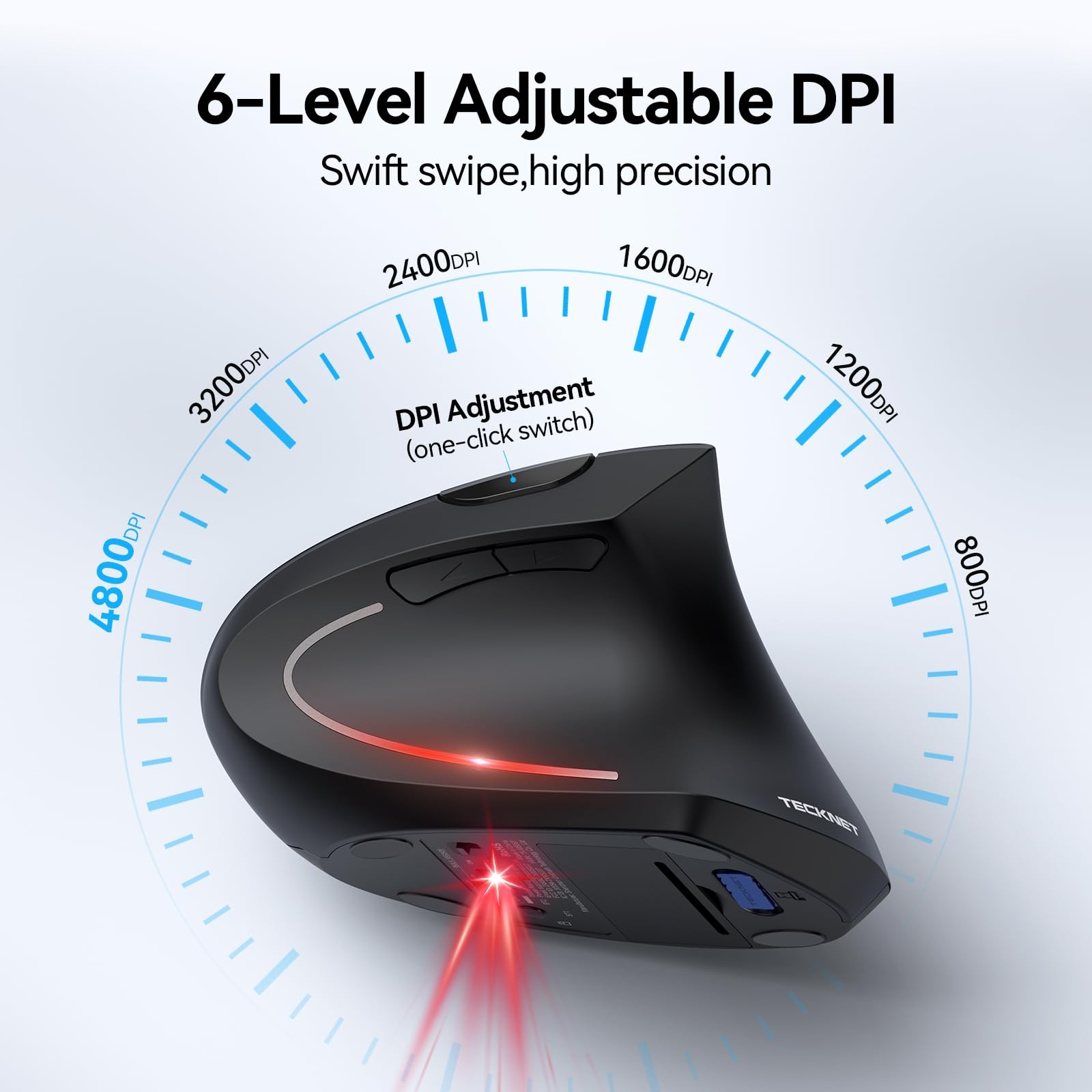 Ergonomic Mouse Wireless Bluetooth Vertical Mouse 4800 DPI Optical Tracking 6...