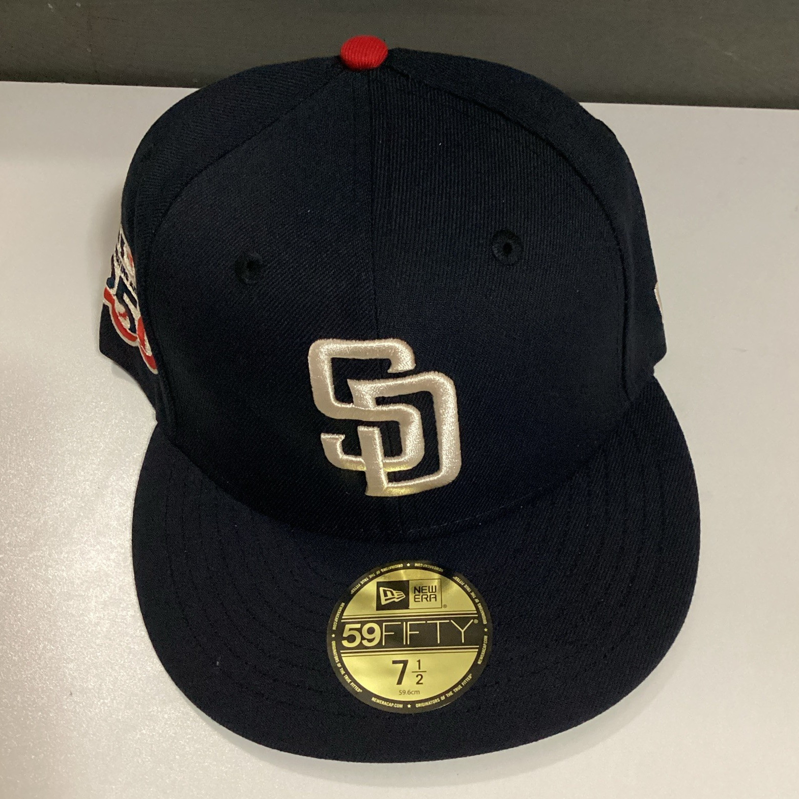 New Era 59FIFTY San Diego Padres SD Logo Fitted Cap Hat Navy 7 1/2