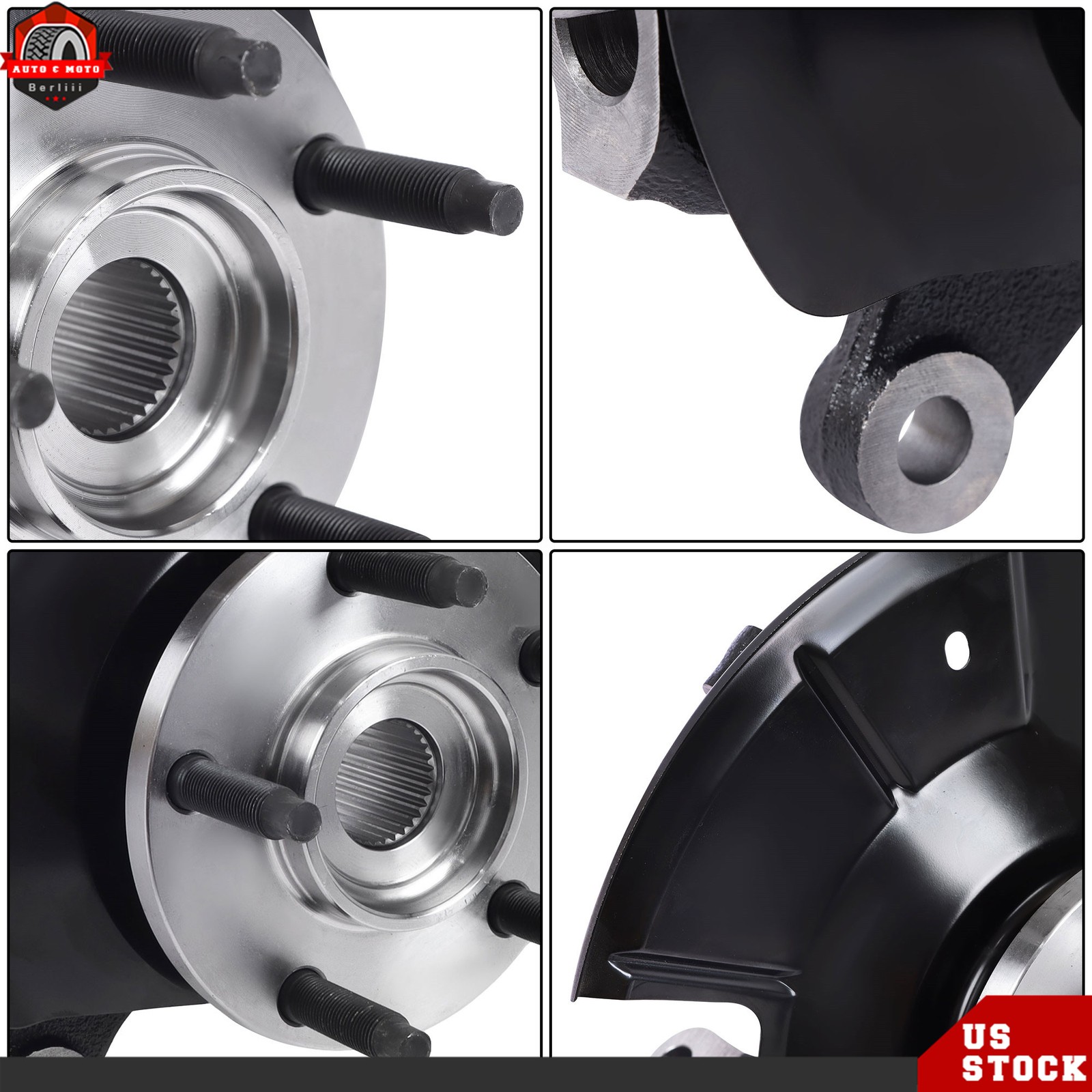 For Ford Edge 2007-2010 Pair Front Wheel Hub Bearing Steering Knuckle Assembly