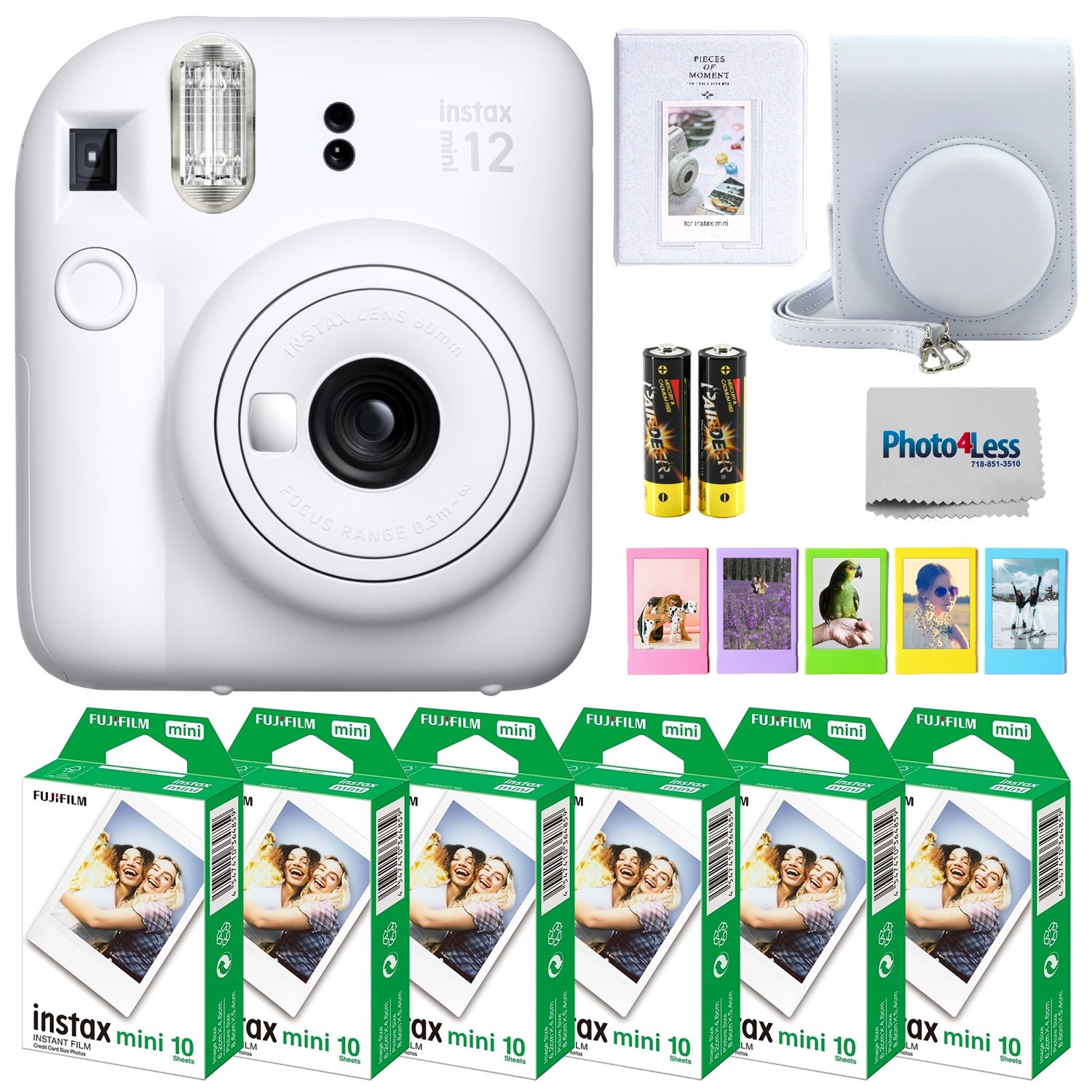 FUJIFILM INSTAX MINI 12 Instant Film Camera (Clay White) Bundle