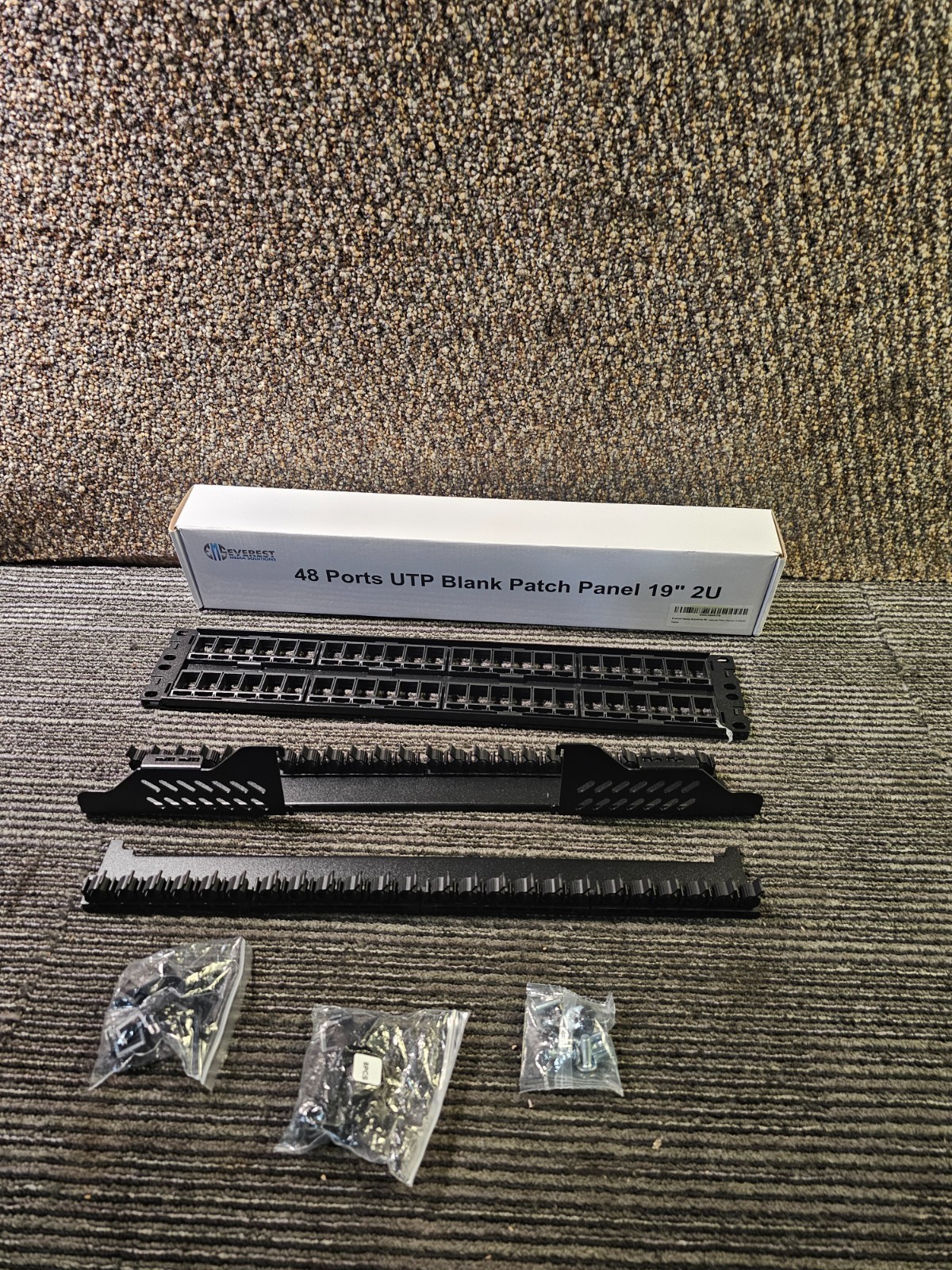 (QTY 2) Everest Media Solutions 48 Ports UTP Keystone Patch Panel 19” 2U Black