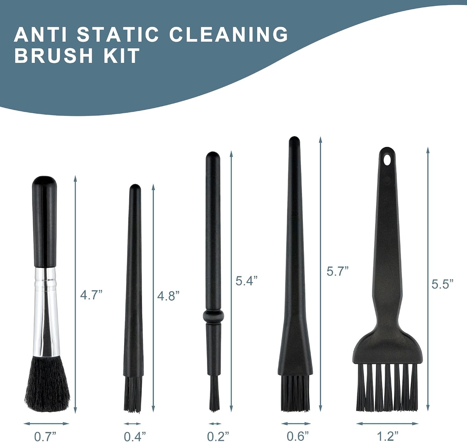 5 PCS Mini Keyboard Cleaning Brushes Kit, PP Handle Nylon Anti Static Electronic