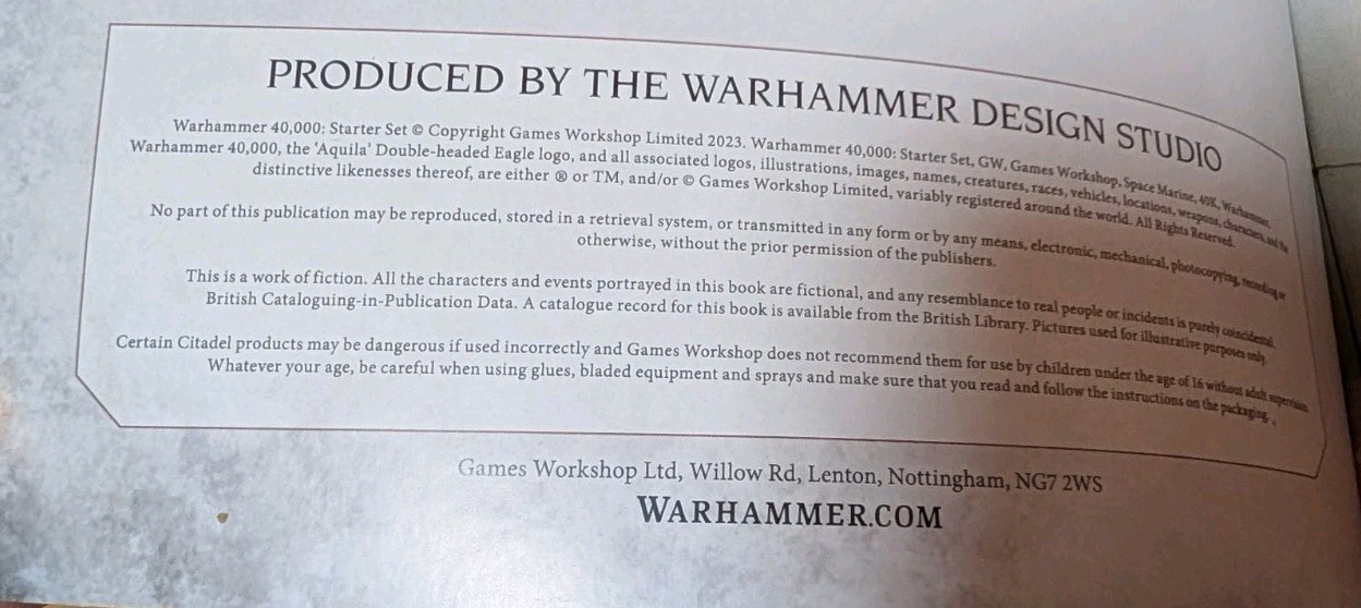 Warhammer 40k Starter Set Core Handbook - 64 Page Quickplay Rules 2023