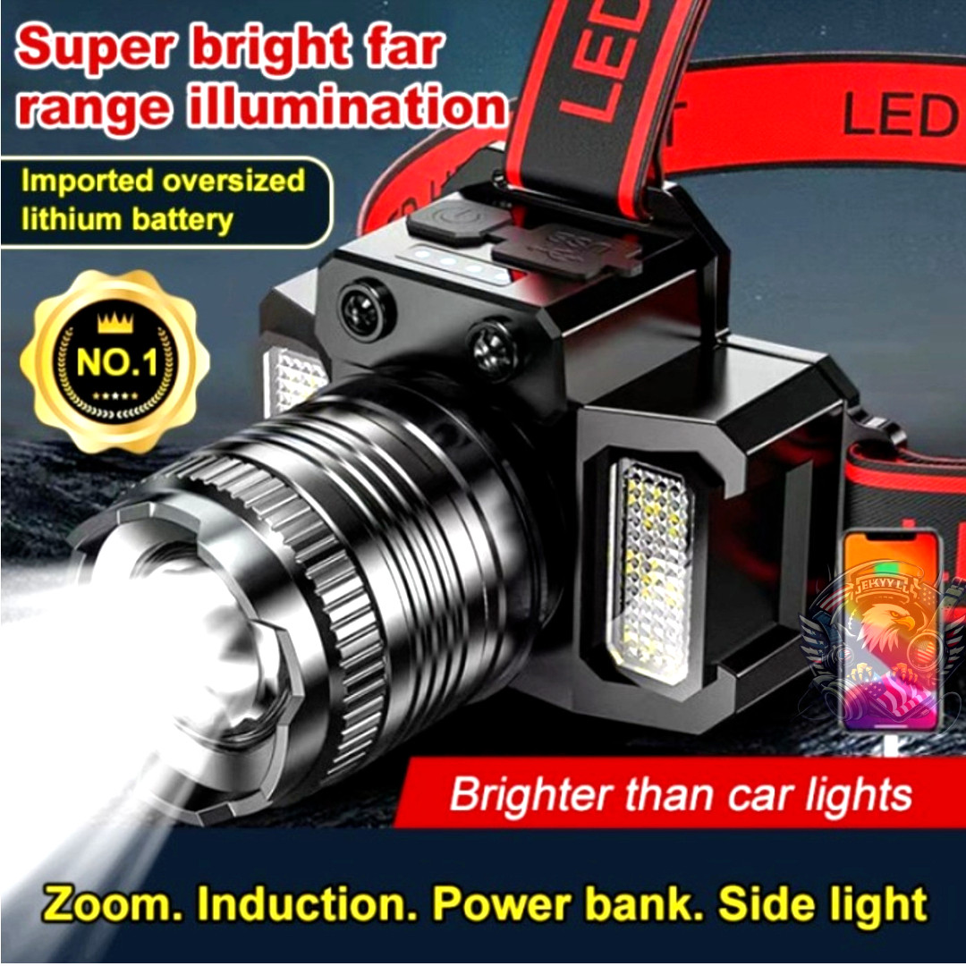 Super Bright LED Headlamp Flashlight USB Rechargeable Headlight Waterproof Lamp
