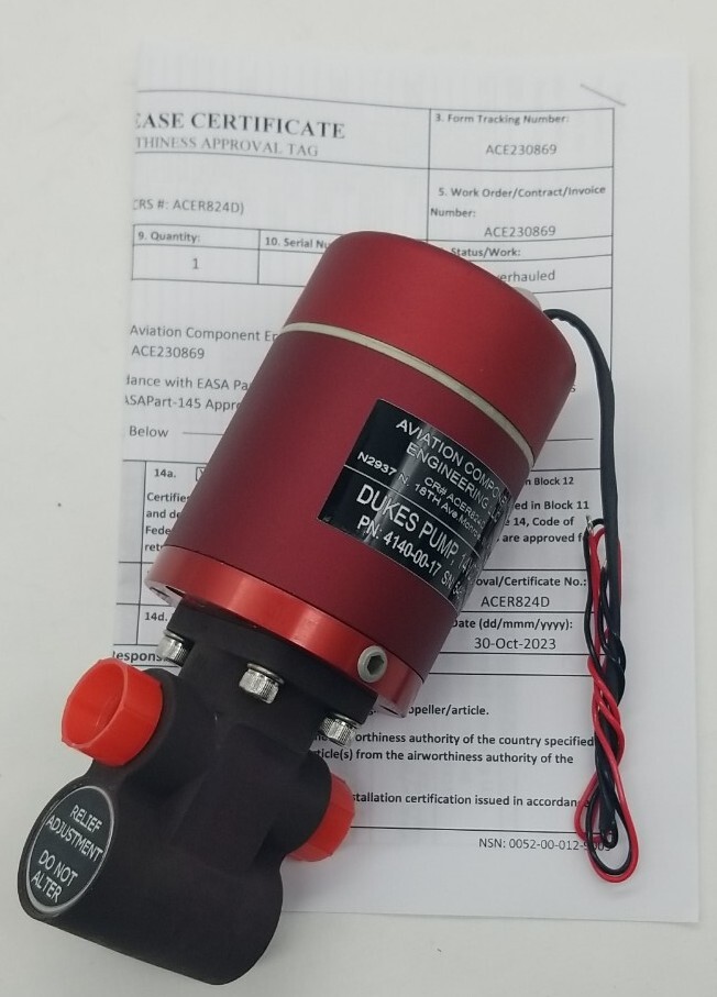 Dukes 4140-00-17 Fuel Pump Fresh OVERHAUL Cessna C291504-0101 Outright