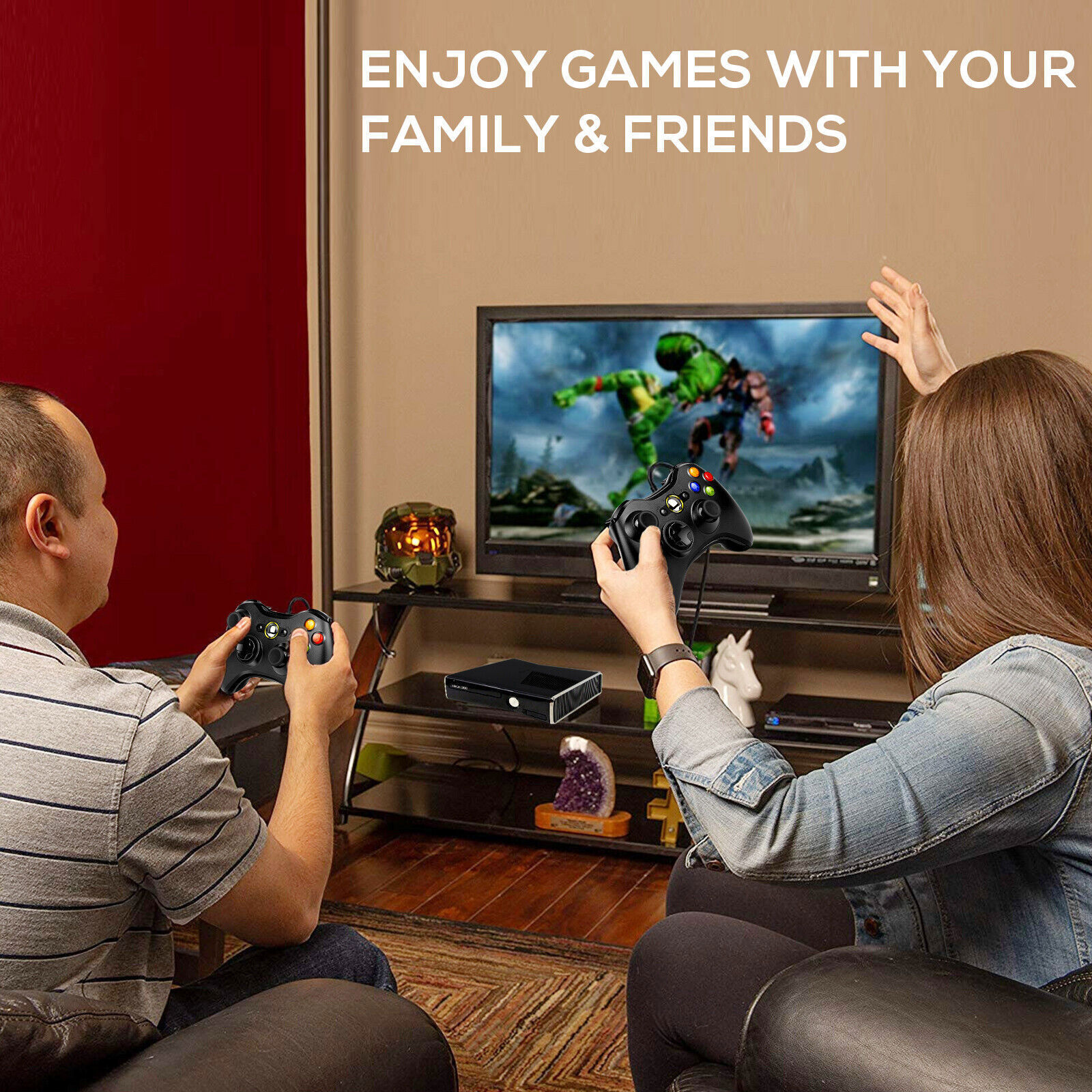 USB Wired Controller For Microsoft Xbox 360/Slim/E Gamepad PC Windows 11/10/8/7