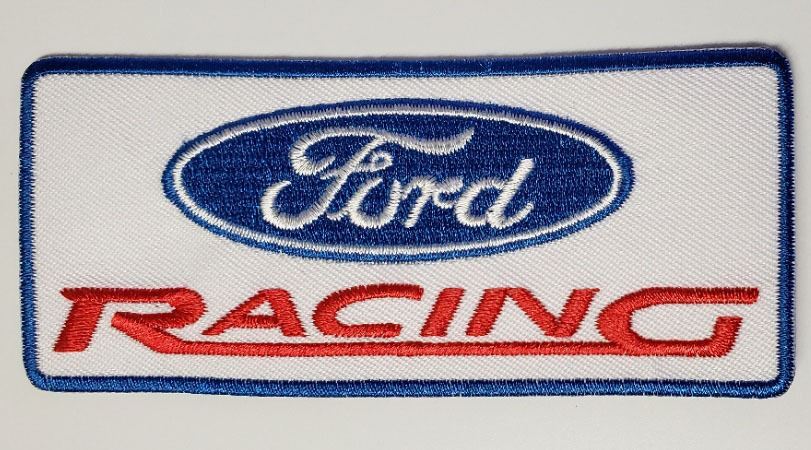 Patch - Ford Racing Rectangle 4.5" in White - Ships Worldwide & FREE to USA! 👀