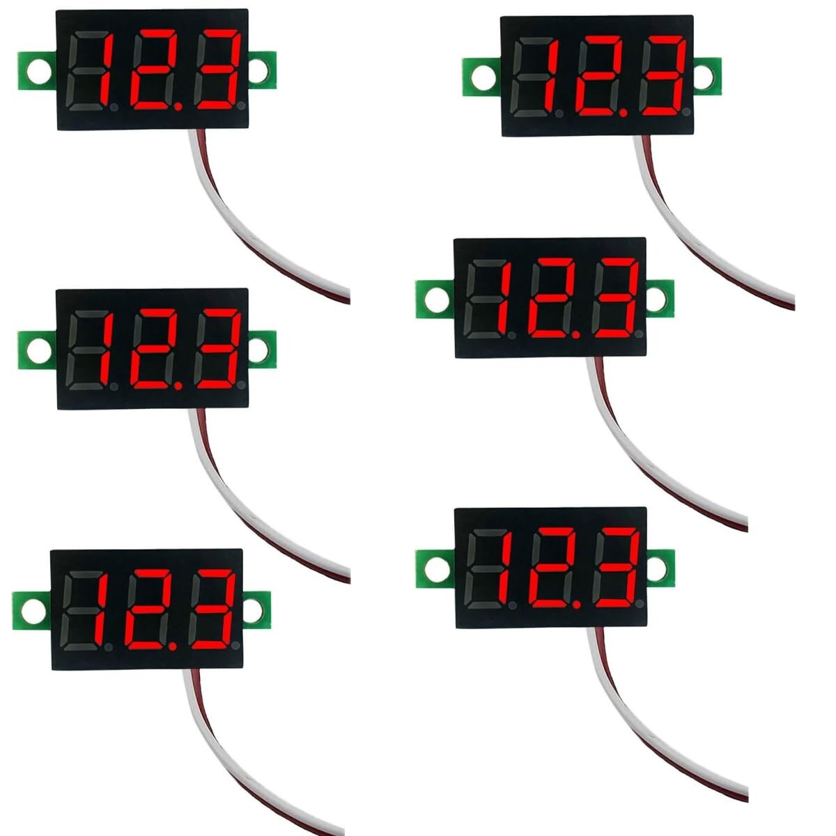6Pcs Red Mini Digital Voltage Meter DC 2.5~30V 0.28" 2 Car Battery Monitor