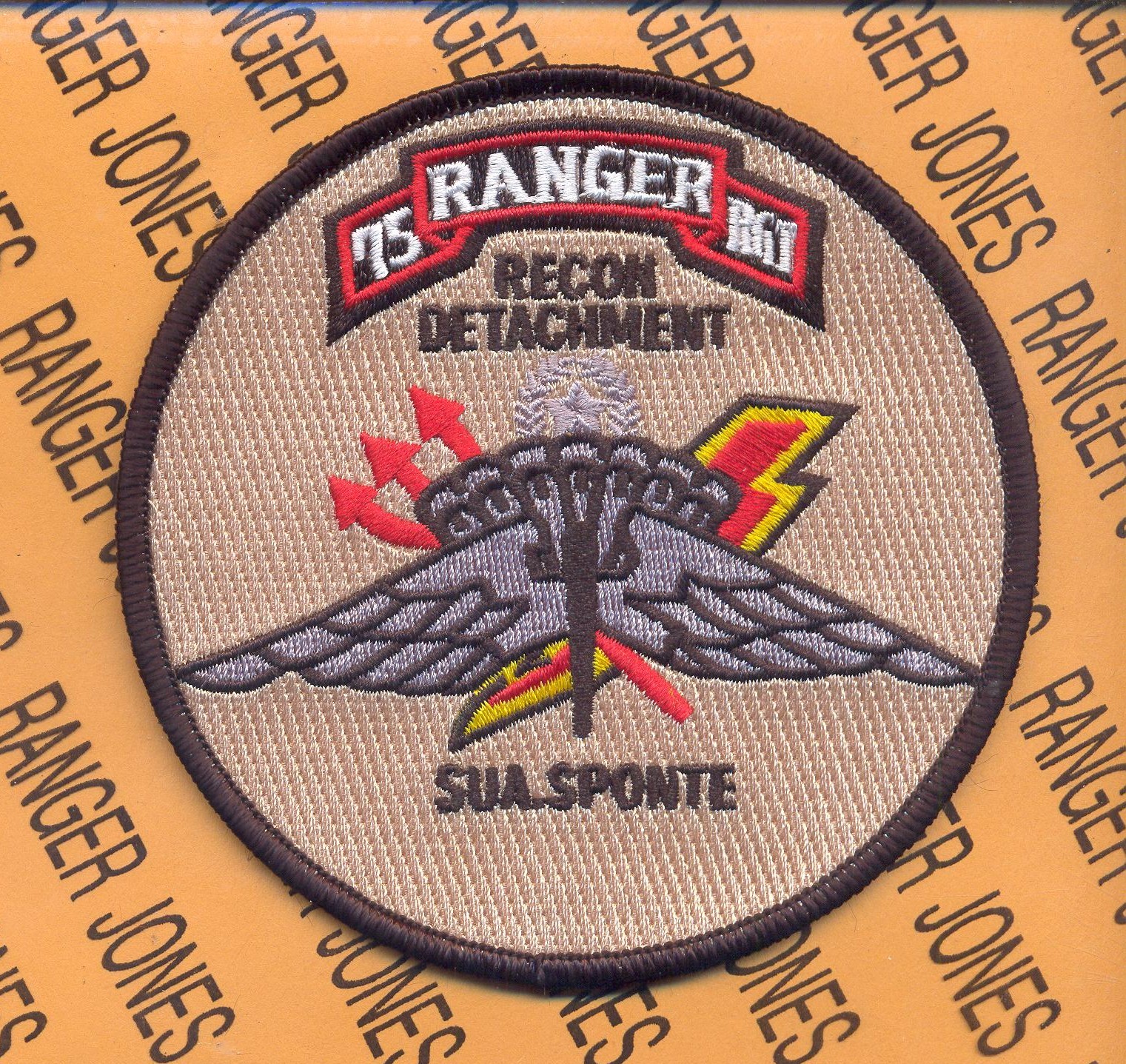 75th Infantry Regiment Airborne Ranger RRD Recon Det Tan pocket patch