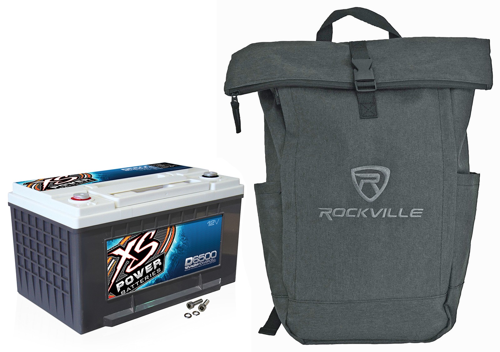 XS Power D6500 3900 Amp AGM Power Cell Car Audio Battery + Terminal Hardware+Bag